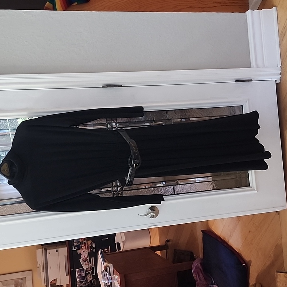 Vintage, classic black wool dress, size 12.
